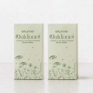 ELUME  |  CITRONELLA PILLAR 3X6" CANDLE BUNDLE X2  |  90HRS  |  CITRONELLA + TEA TREE + LAVENDER