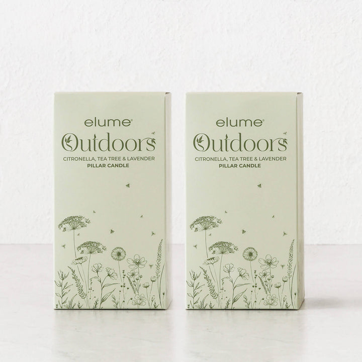 ELUME  |  CITRONELLA PILLAR 3X6" CANDLE BUNDLE X2  |  90HRS  |  CITRONELLA + TEA TREE + LAVENDER