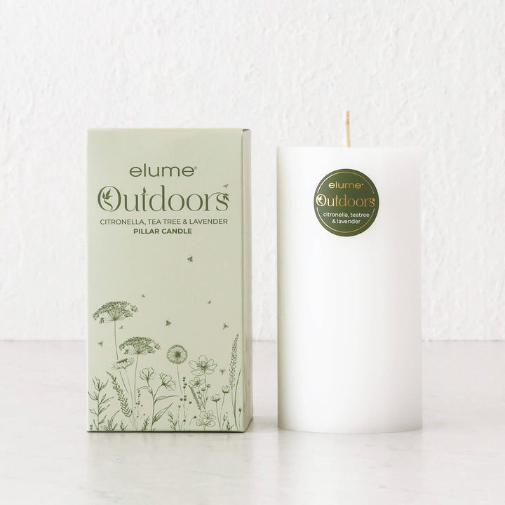 ELUME  |  CITRONELLA PILLAR 3X6" CANDLE  |  90HRS  |  CITRONELLA +  TEA TREE + LAVENDER