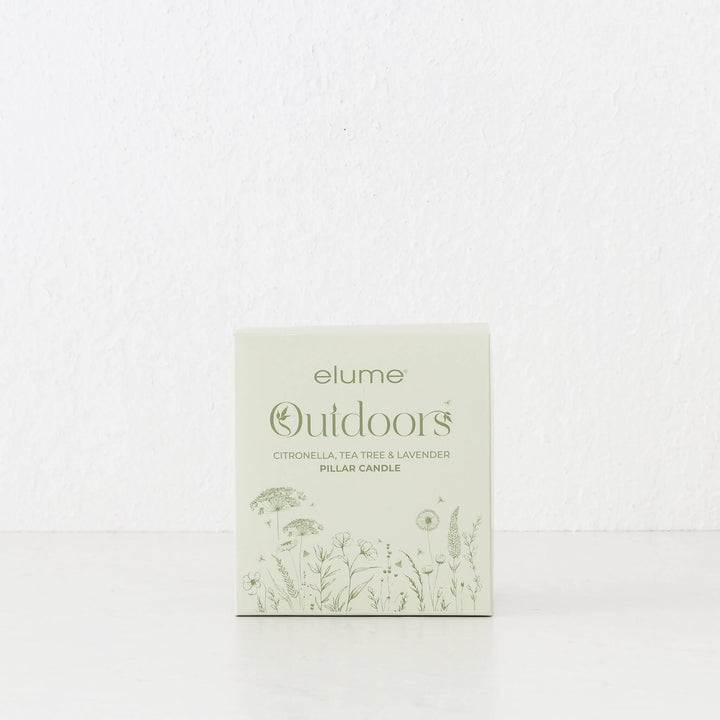 ELUME  |  CITRONELLA PILLAR 4.5X5" CANDLE  |  130+HRS  |  CITRONELLA + TEA TREE + LAVENDER