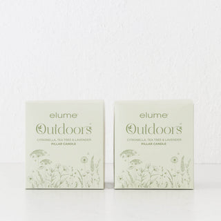 ELUME  |  CITRONELLA PILLAR 4.5X5" CANDLE BUNDLE X2  |  130+HRS  |  CITRONELLA + TEA TREE + LAVENDER