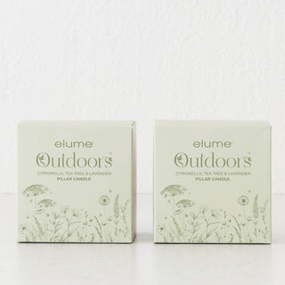 ELUME  |  CITRONELLA PILLAR 4X4" CANDLE BUNDLE X2  |  120HRS  |  CITRONELLA + TEA TREE + LAVENDER
