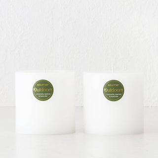 ELUME  |  CITRONELLA PILLAR 4X4" CANDLE BUNDLE X2  |  120HRS  |  CITRONELLA + TEA TREE + LAVENDER