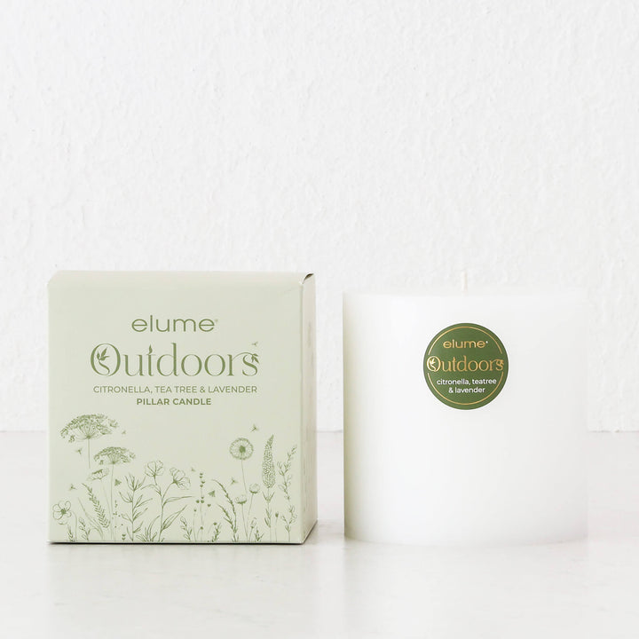 ELUME  |  CITRONELLA PILLAR 4X4" CANDLE  |  120HRS  |  CITRONELLA + TEA TREE + LAVENDER