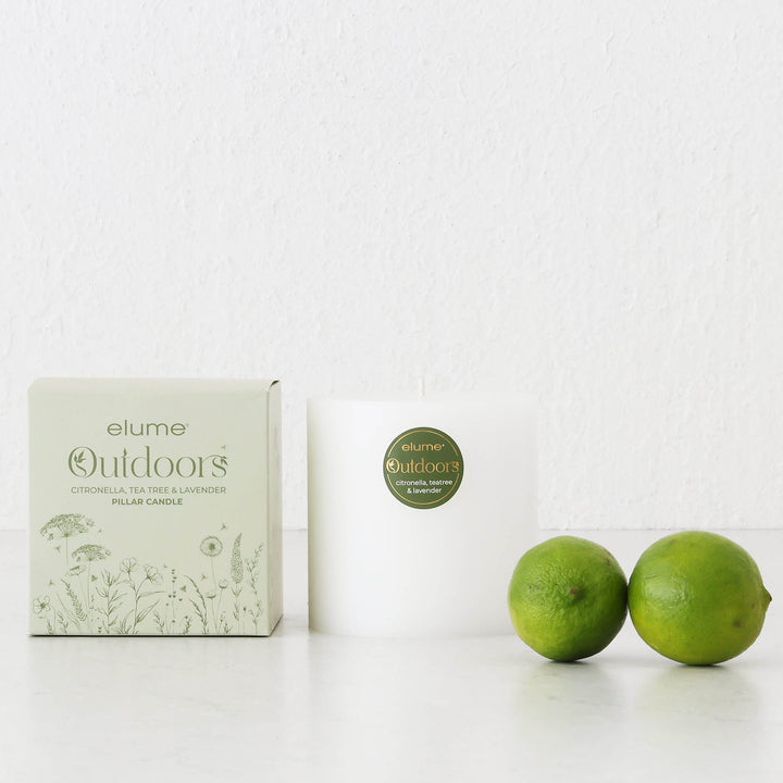 ELUME  |  CITRONELLA PILLAR 4X4" CANDLE  |  120HRS  |  CITRONELLA + TEA TREE + LAVENDER