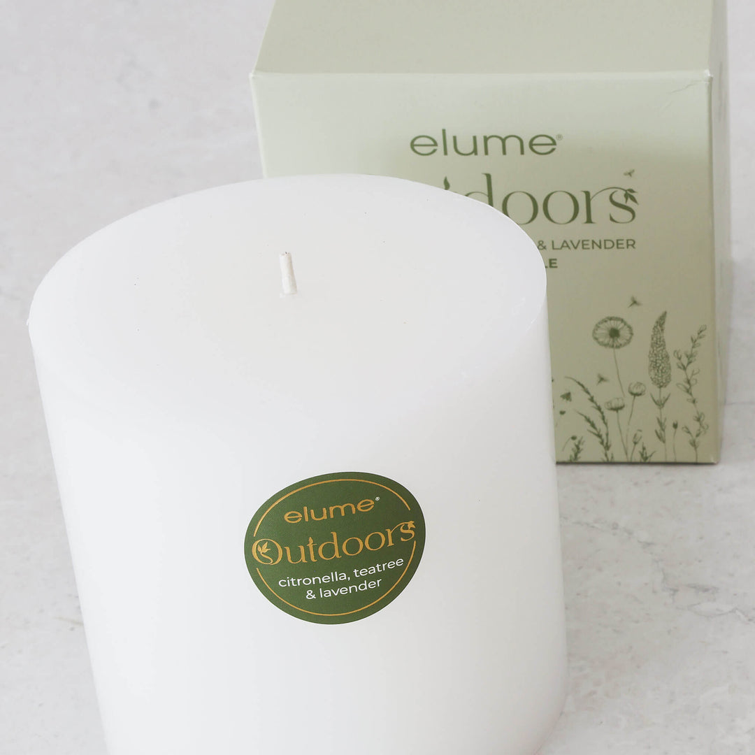 ELUME  |  CITRONELLA PILLAR 4X4" CANDLE  |  120HRS  |  CITRONELLA + TEA TREE + LAVENDER
