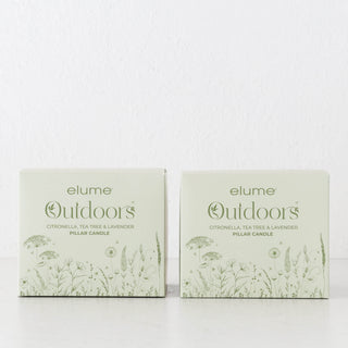 ELUME  |  CITRONELLA PILLAR 6X5" CANDLE BUNDLE X2  |  150HRS  |  CITRONELLA + TEA TREE + LAVENDER