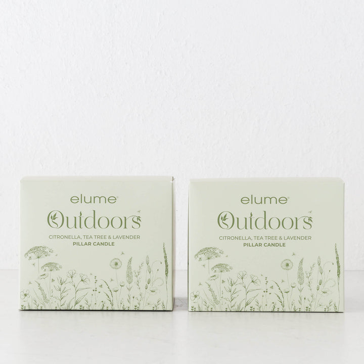 ELUME  |  CITRONELLA PILLAR 6X5" CANDLE BUNDLE X2  |  150HRS  |  CITRONELLA + TEA TREE + LAVENDER