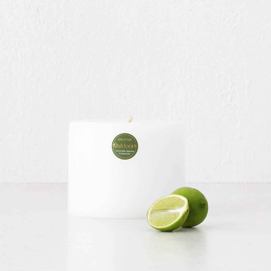 ELUME  |  CITRONELLA PILLAR 6X5" CANDLE  |  150+HRS  |  CITRONELLA + TEA TREE + LAVENDER