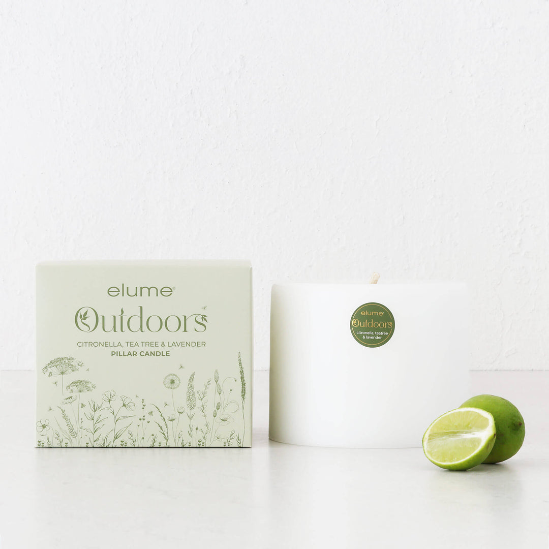 ELUME  |  CITRONELLA PILLAR 6X5" CANDLE  |  150+HRS  |  CITRONELLA + TEA TREE + LAVENDER