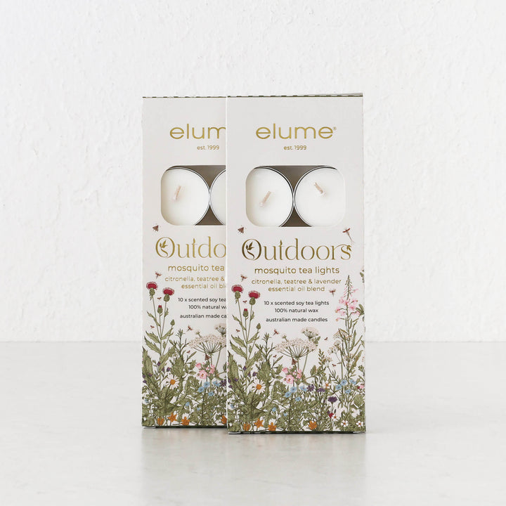 ELUME  |  CITRONELLA TEALIGHT SOY CANDLES  |  20 PACK  |  5+HR  |  CITRONELLA  + TEA TREE + LAVENDER