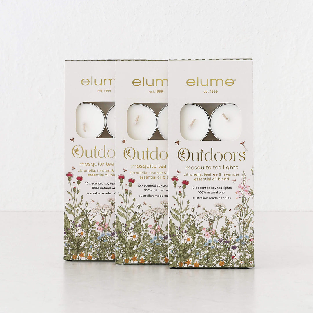 ELUME  |  CITRONELLA TEALIGHT SOY CANDLES  |  30 PACK  |  5+HR  |  CITRONELLA  + TEA TREE + LAVENDER