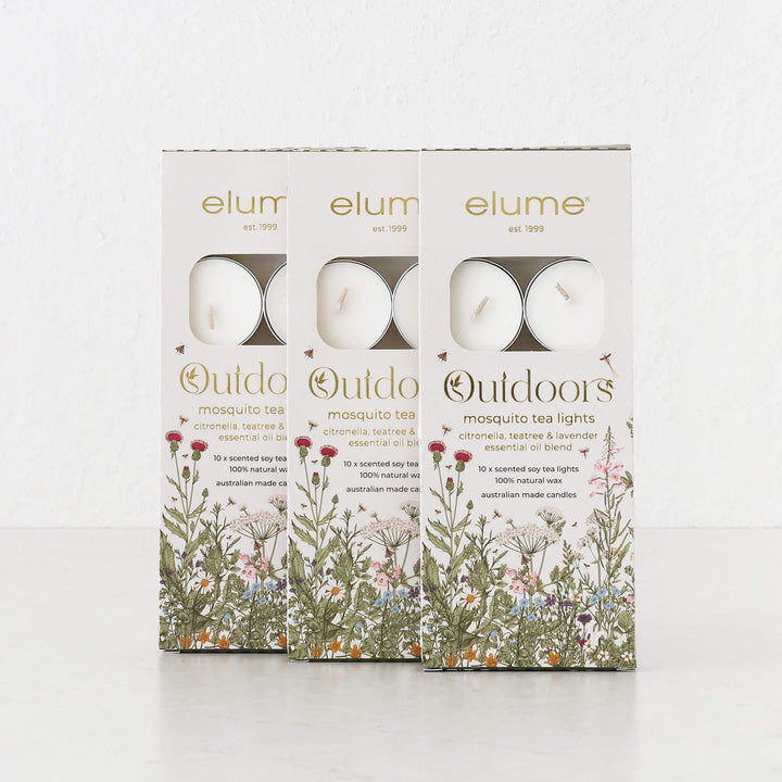 ELUME  |  CITRONELLA TEALIGHT SOY CANDLES  |  30 PACK  |  5+HR  |  CITRONELLA  + TEA TREE + LAVENDER