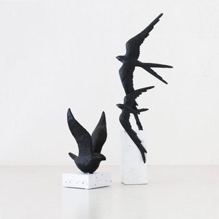 ORA + EROS BIRDS SCULPTURE  |  BLACK + WHITE RESIN