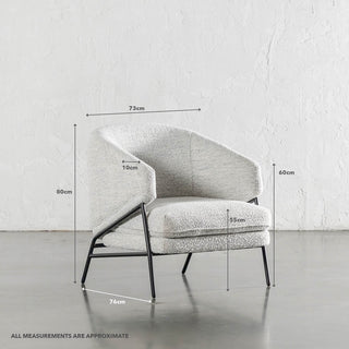 ESSEN ARMCHAIR | ASHEN MIST BOUCLE | MEASUREMENTS