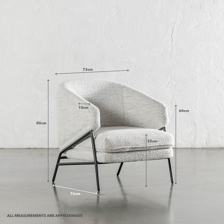 ESSEN ARMCHAIR_ASHEN MIST BOUCLE MEASUREMENTS