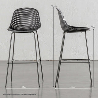 ETTA MESH INDOOR/OUTDOOR BAR CHAIR BUNDLE | GRANITE GREY | MEASUREMENTS