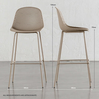 ETTA MESH INDOOR/OUTDOOR BAR CHAIR BUNDLE  |  TOBACCO SAND | MEASUREMENTS