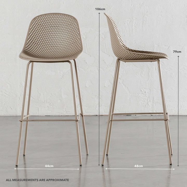 ETTA MESH INDOOR/OUTDOOR BAR CHAIR BUNDLE  |  TOBACCO SAND | MEASUREMENTS