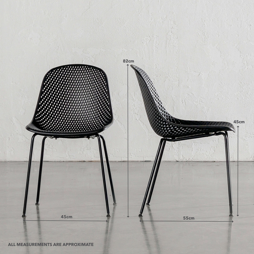 ETTA MESH INDOOR/OUTDOOR DINING CHAIR  |  ONYX BLACK | MEASUREMENTS