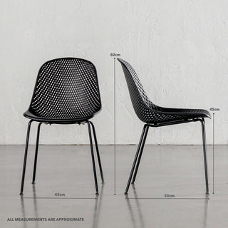 ETTA MESH INDOOR/OUTDOOR DINING CHAIR  |  ONYX BLACK | MEASUREMENTS