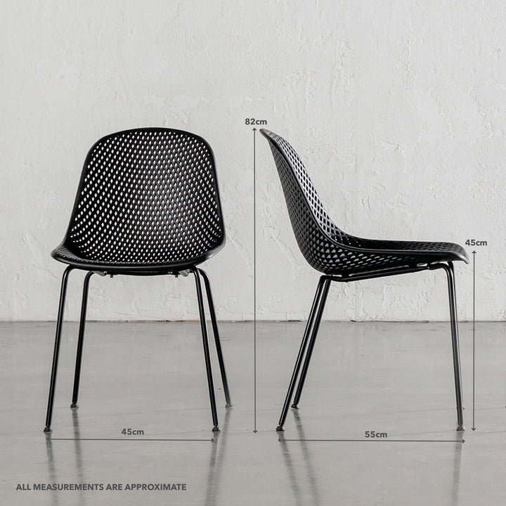 ETTA MESH INDOOR/OUTDOOR DINING CHAIR  |  ONYX BLACK | MEASUREMENTS