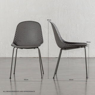 ETTA MESH INDOOR/OUTDOOR DINING CHAIR  |  GRANITE GREY | MEASUREMENTS