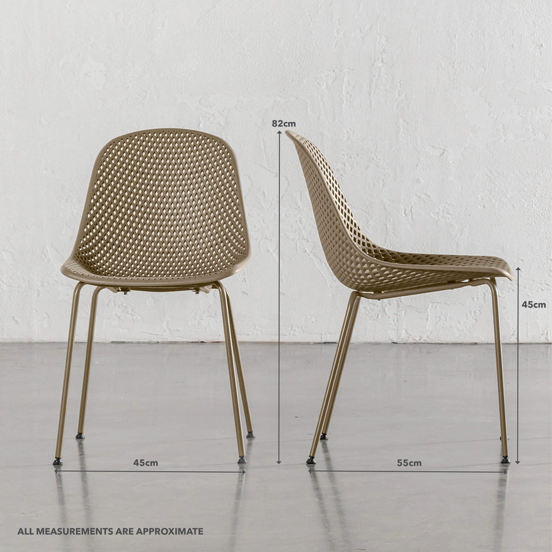 ETTA MESH INDOOR/OUTDOOR DINING CHAIR  |  TOBACCO SAND | MEASUREMENTS