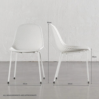 ETTA MESH INDOOR/OUTDOOR DINING CHAIR  |  GHOST WHITE  |  MEASUREMENTS