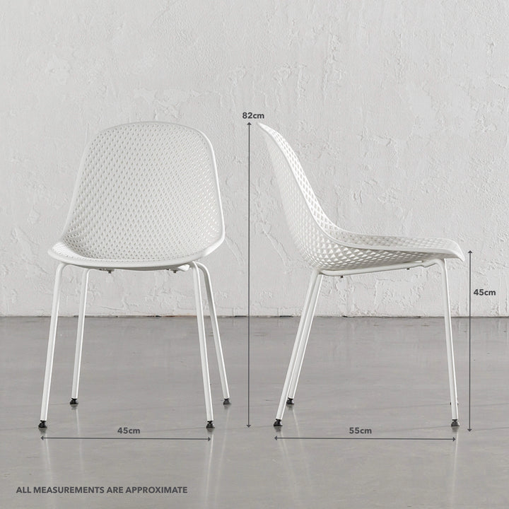 ETTA MESH INDOOR/OUTDOOR DINING CHAIR  |  GHOST WHITE  |  MEASUREMENTS