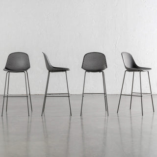 ETTA MESH INDOOR/OUTDOOR BAR CHAIR BUNDLE  |  GRANITE GREY