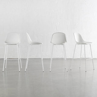 ETTA MESH INDOOR/OUTDOOR BAR CHAIR BUNDLE  |  GHOST WHITE