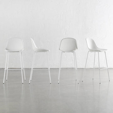 ETTA MESH INDOOR/OUTDOOR BAR CHAIR BUNDLE  |  GHOST WHITE