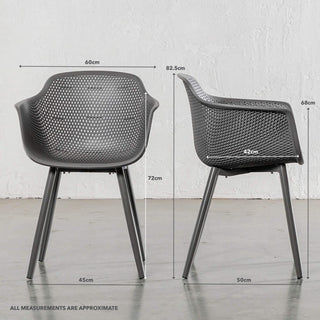 ETTA MESH WRAP INDOOR/OUTDOOR DINING CHAIR  |  GRANITE GREY | MEASUREMENTS