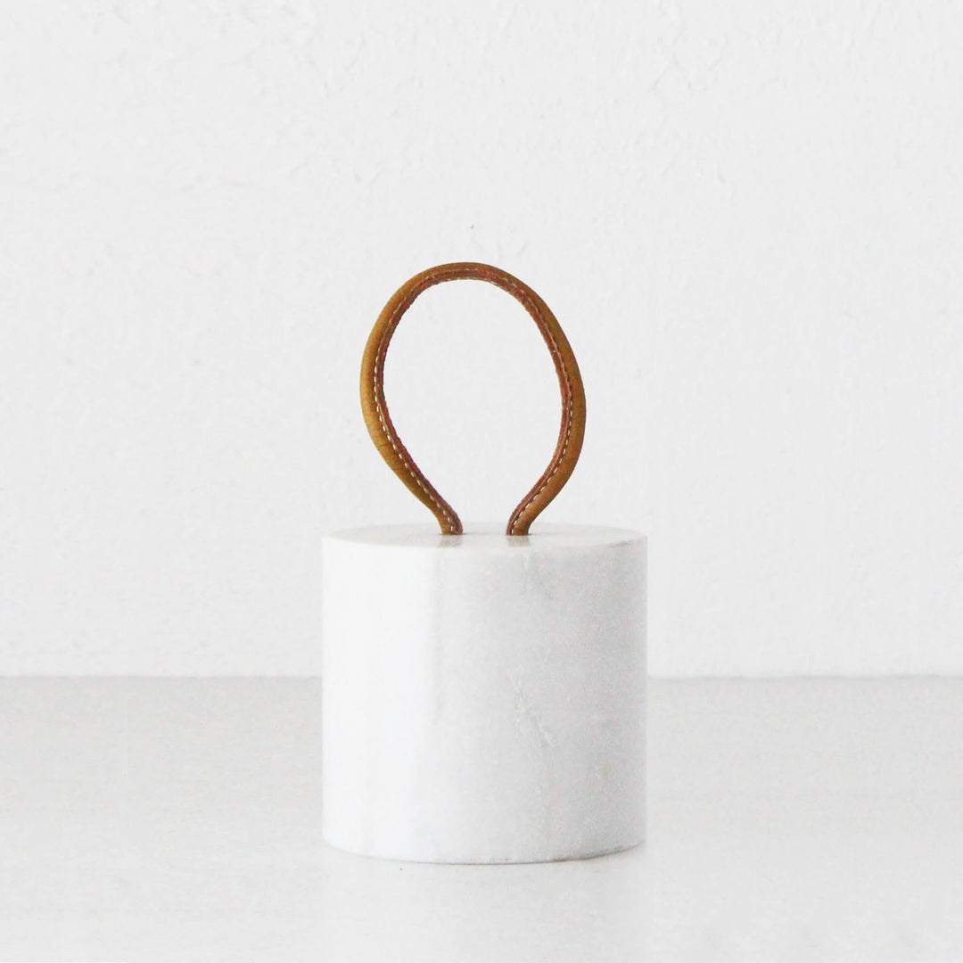 ENORA DOOR STOP  |  WHITE MARBLE  13 X 13CM