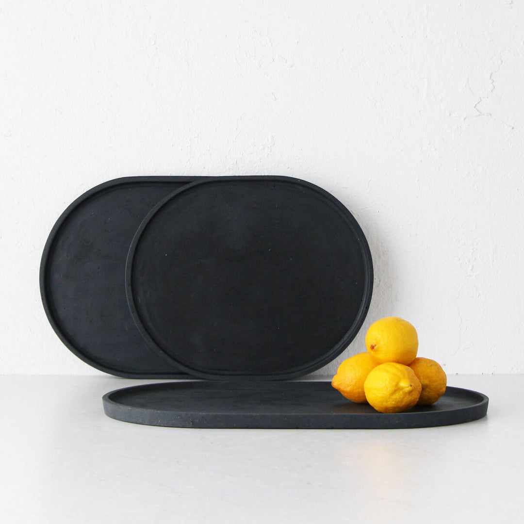 ESHER OVAL PLATTER | SET OF 3 | BLACK