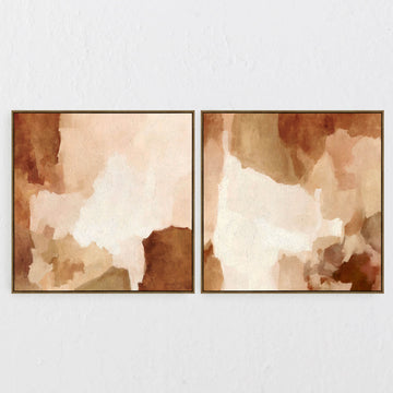 Essonne Framed Canvas Textured Print  |  Set of 2  |  100 x 100cm  |  Sienna Clay + Chalk