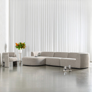 FARO MODULAR CHAISE LOUNGE SOFA + ARMCHAIR | PEBBLE BAY MIST