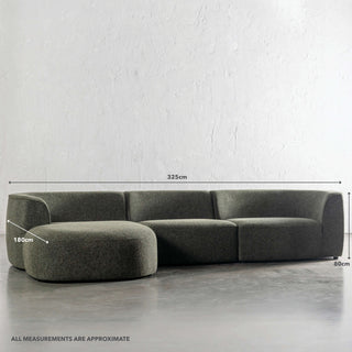 FARO MODULAR CHAISE LOUNGE SOFA | BANKSIA LEAF GREEN | MEASUREMENTS