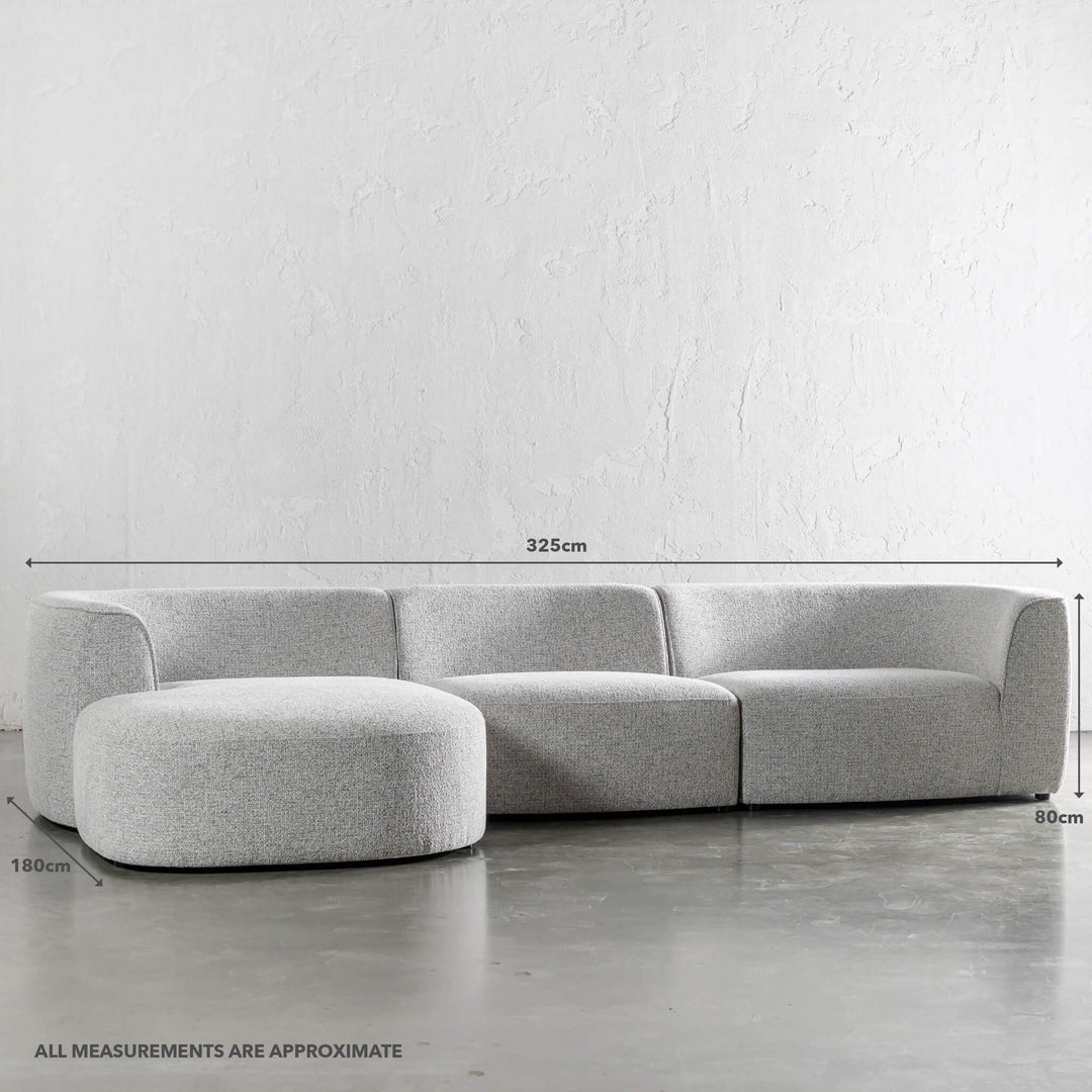 FARO MODULAR CHAISE LOUNGE SOFA | WINDSWEPT BEACH | MEASUREMENTS