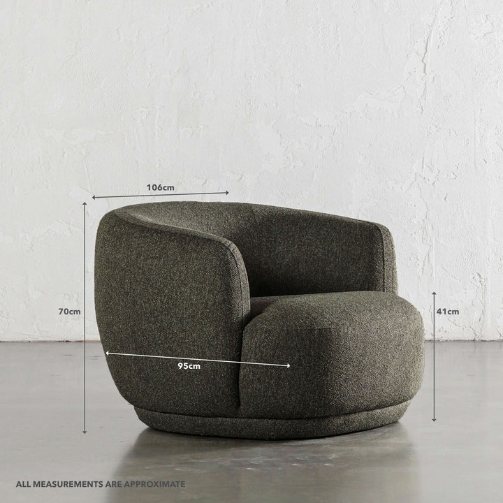 FARO ROUNDED ARMCHAIR  |  BANKSIA LEAF GREEN | MEASUREMENTS