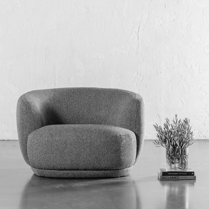 FARO ROUNDED ARMCHAIR | BLACK + WHITE IMAGE