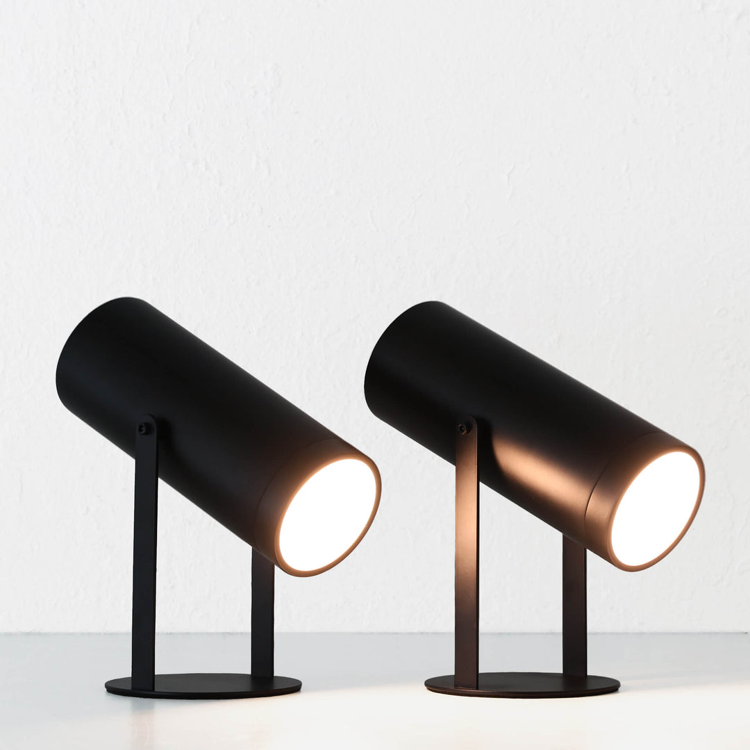 FERERRA LED RECHARGEABLE CYLINDER LAMP BUNDLE X2  |  23CM  |  MATTE BLACK