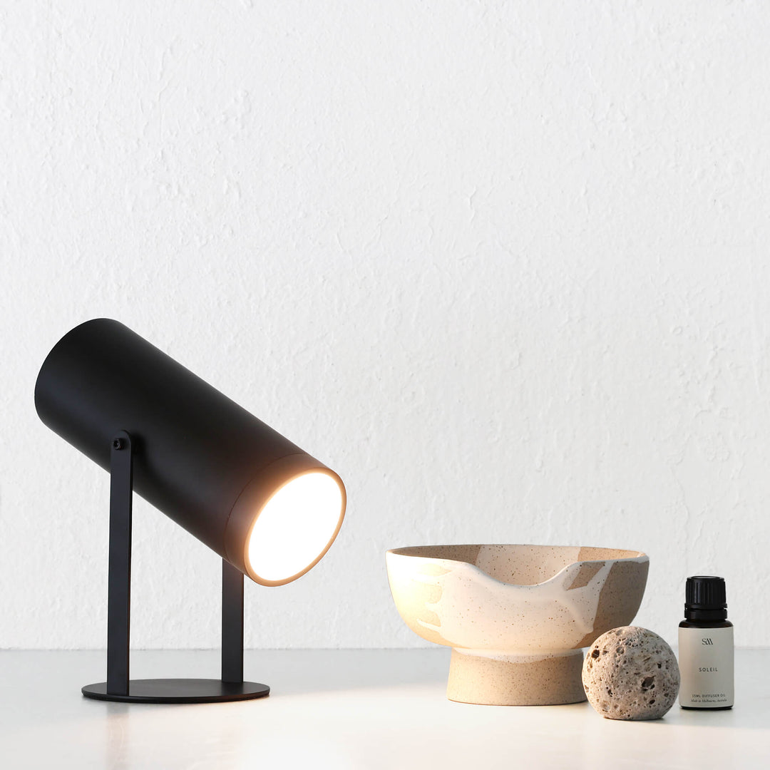 FERERRA LED RECHARGEABLE CYLINDER LAMP  |  23CM  |  MATTE BLACK