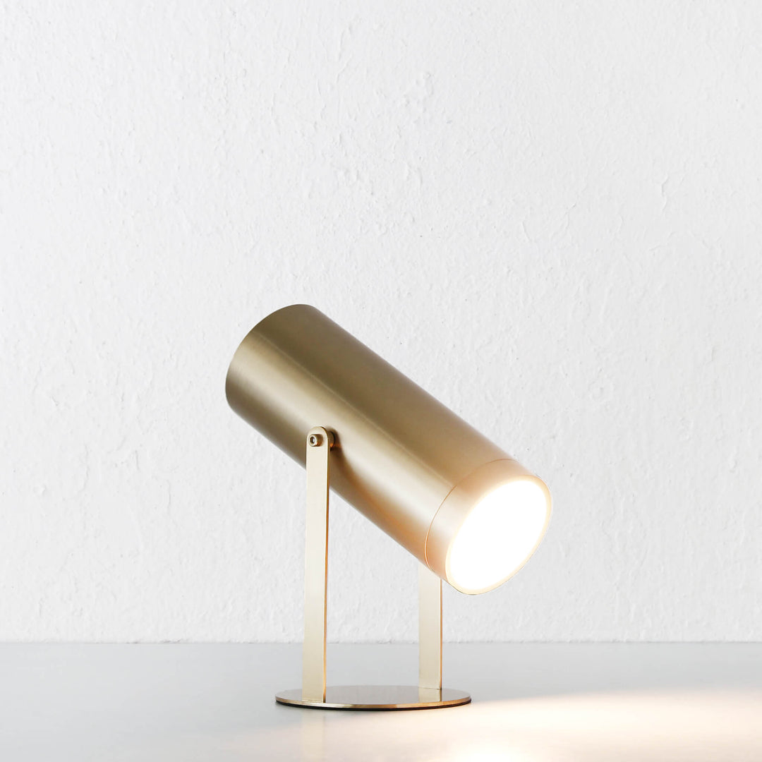 FERERRA LED RECHARGEABLE CYLINDER LAMP  |  23CM  |  ANTIQUE BRASS