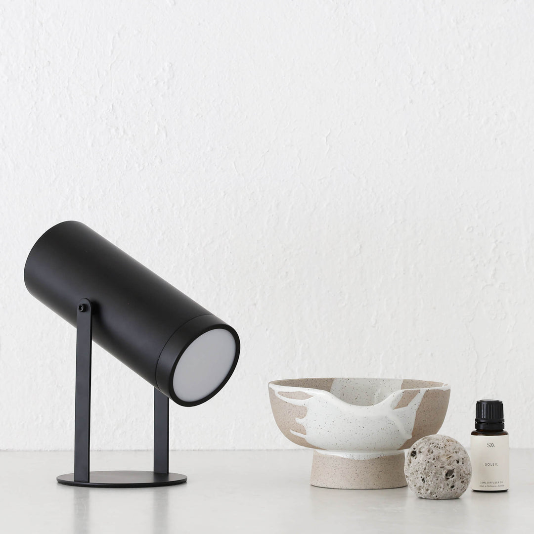 FERERRA LED RECHARGEABLE CYLINDER LAMP  |  23CM  |  MATTE BLACK