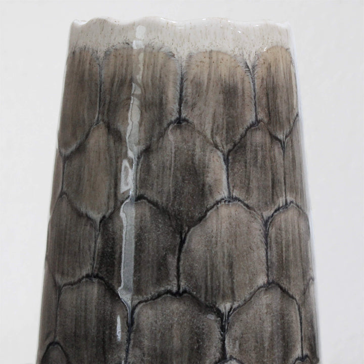 FINCH CERAMIC VASE | TEXTURED BLUE + GREY CERAMIC | CLOSEUP