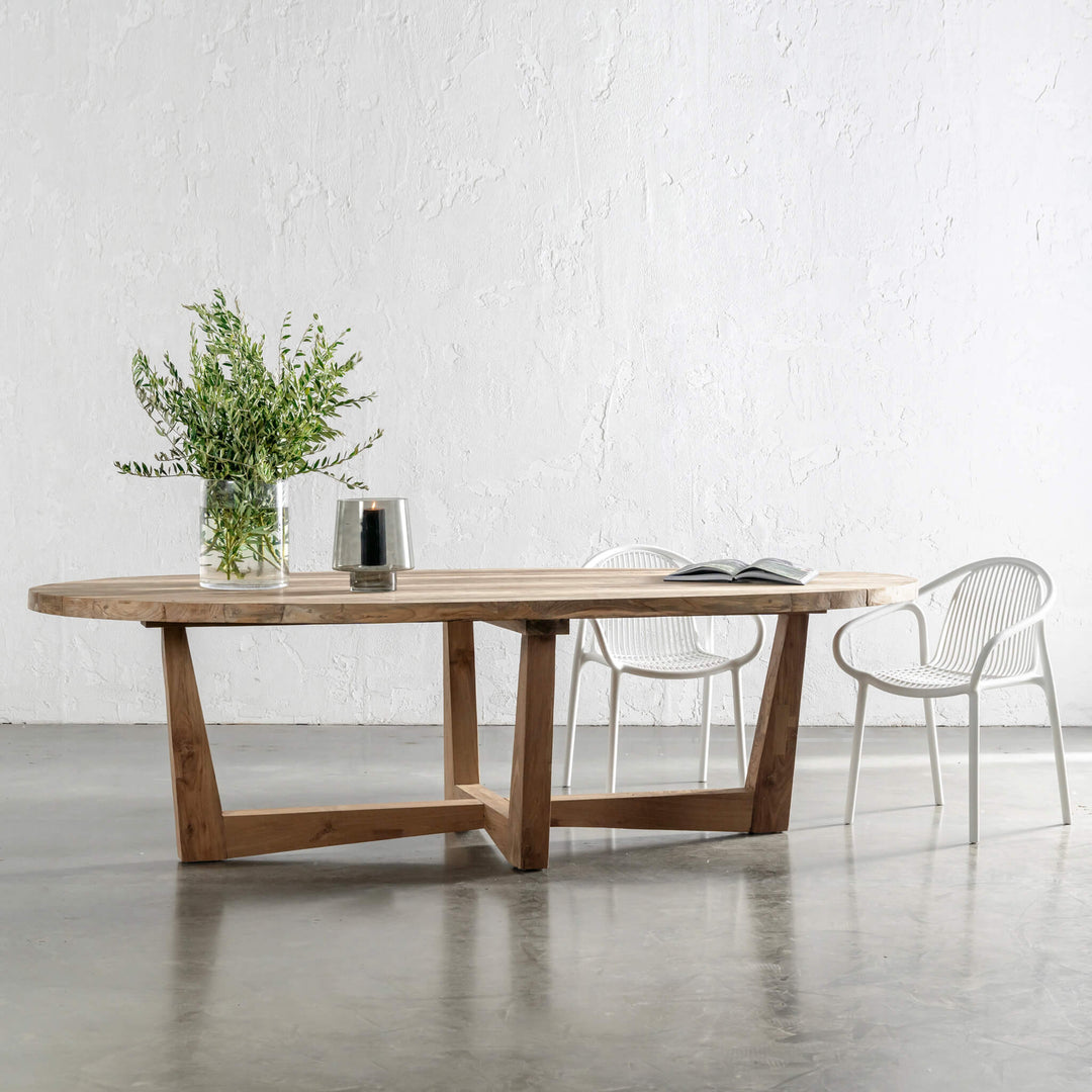 FLORENCE OVAL RECLAIMED TEAK OUTDOOR DINING TABLE  |  260CM