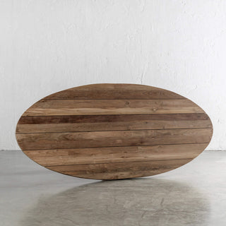 FLORENCE OVAL RECLAIMED TEAK OUTDOOR DINING TABLE TOP VIEW  |  260CM