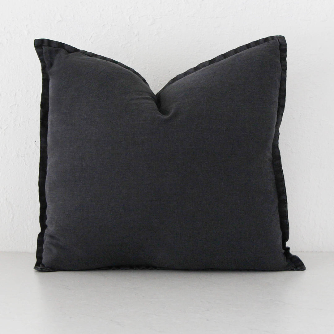 FRENCH LINEN CUSHION | 60X60 | CHARCOAL DOWNPIPE